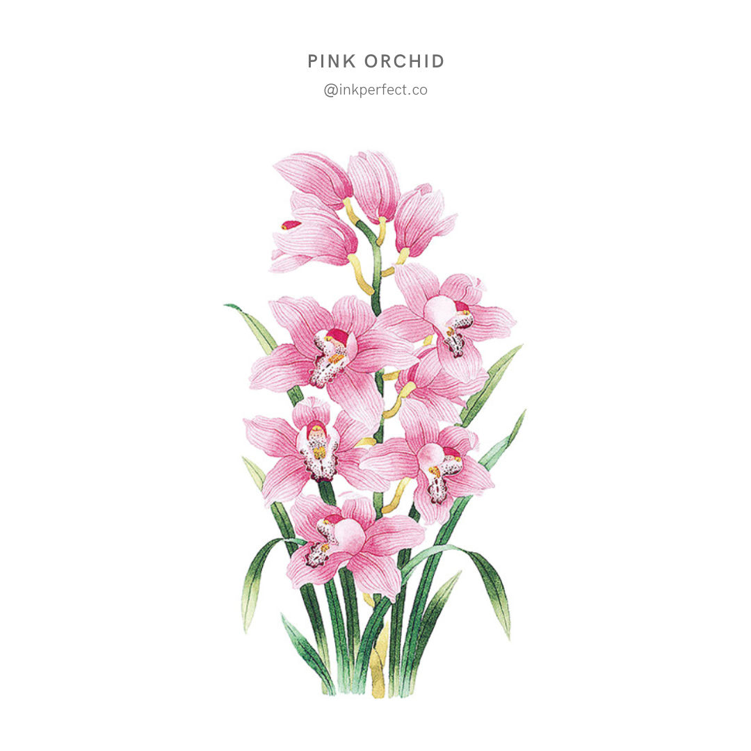 Pink orchid | temporary tattoo 10cm x 6cm