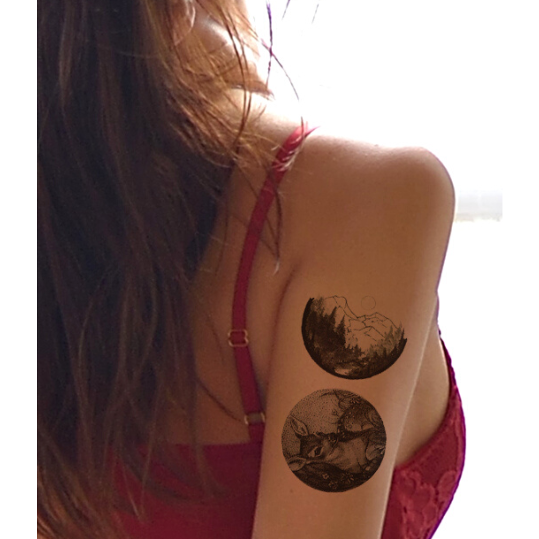 Mountain and Deer | temporary tattoo 10cm x 6cm