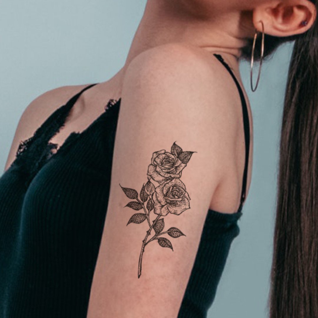 Rose and minis | temporary tattoo 10cm x 6cm