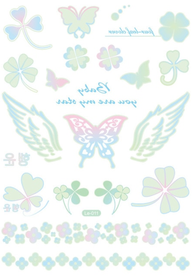 Halloween 2023 BSLE011 (large sheet) | Glow in the dark temporary tattoos