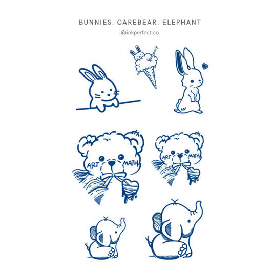 Bunnies. Carebear. Elephant | inkperfect's Jagua 18cm x 11cm