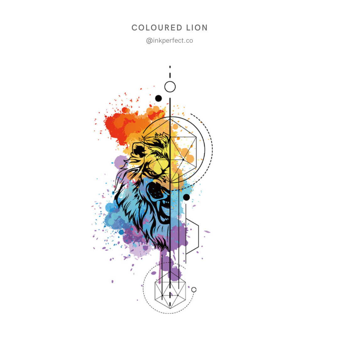 Coloured Lion | temporary tattoo 10cm x 6cm