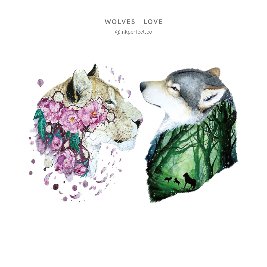 Wolves - love | 12cm x 7cm