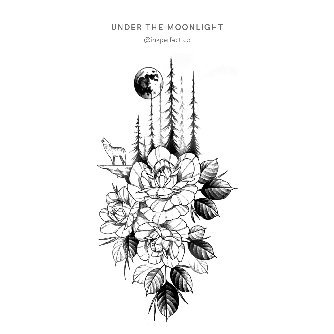 Under the moonlight | Thigh temporary tattoo