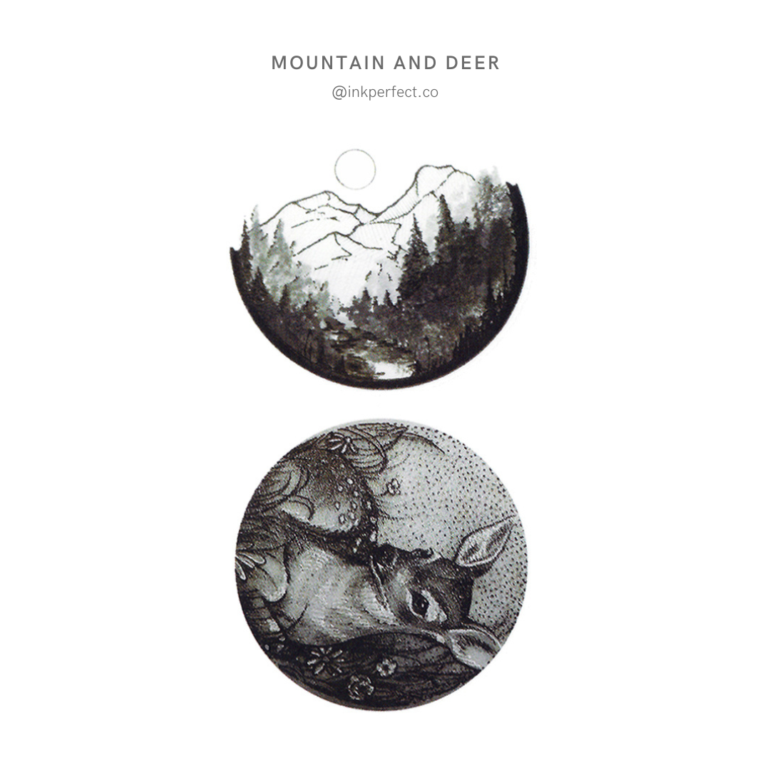 Mountain and Deer | temporary tattoo 10cm x 6cm