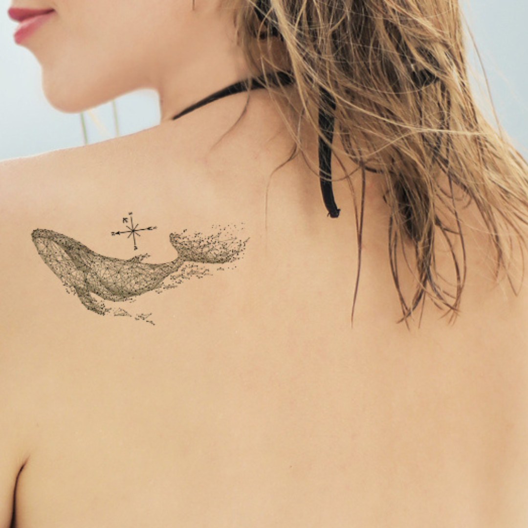 Geometry Whale | temporary tattoo 10cm x 6cm
