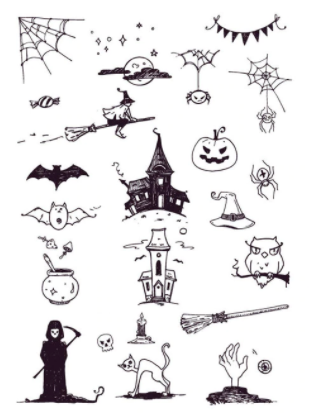 Halloween 2023 BSLE008 (large sheet) | Glow in the dark temporary tattoos