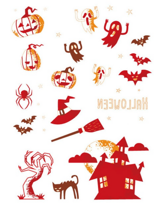 Halloween 2023 BSLE010 (large sheet) | Glow in the dark temporary tattoos