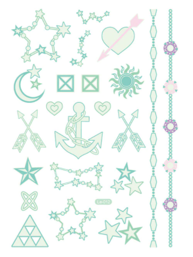 Halloween 2023 BSLE012 (large sheet) | Glow in the dark temporary tattoos