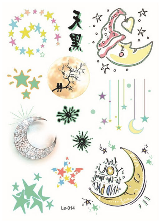 Halloween 2023 BSLE014 (large sheet) | Glow in the dark temporary tattoos