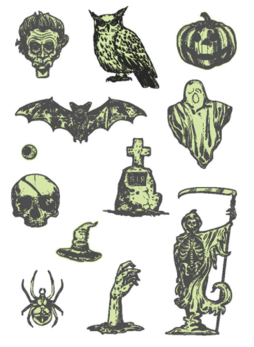 Halloween 2023 BSLE032 (large sheet) | Glow in the dark temporary tattoos